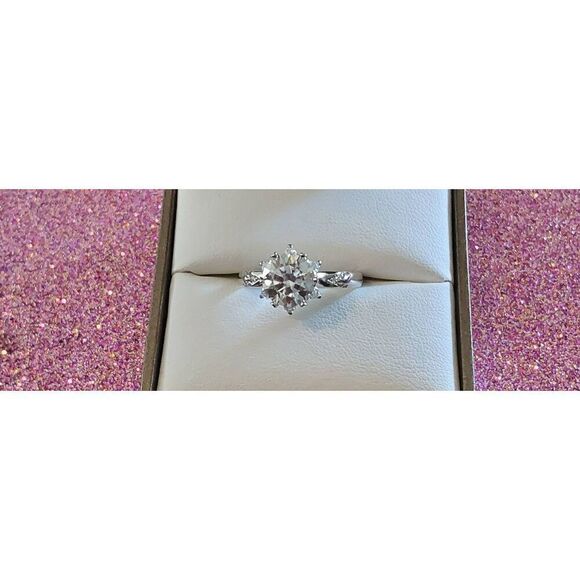 CERTIFIED~.925 SS Genuine Moissanite 2Ct. "Catch a Star"  Bridal/Engagement Ring - Picture 1 of 9